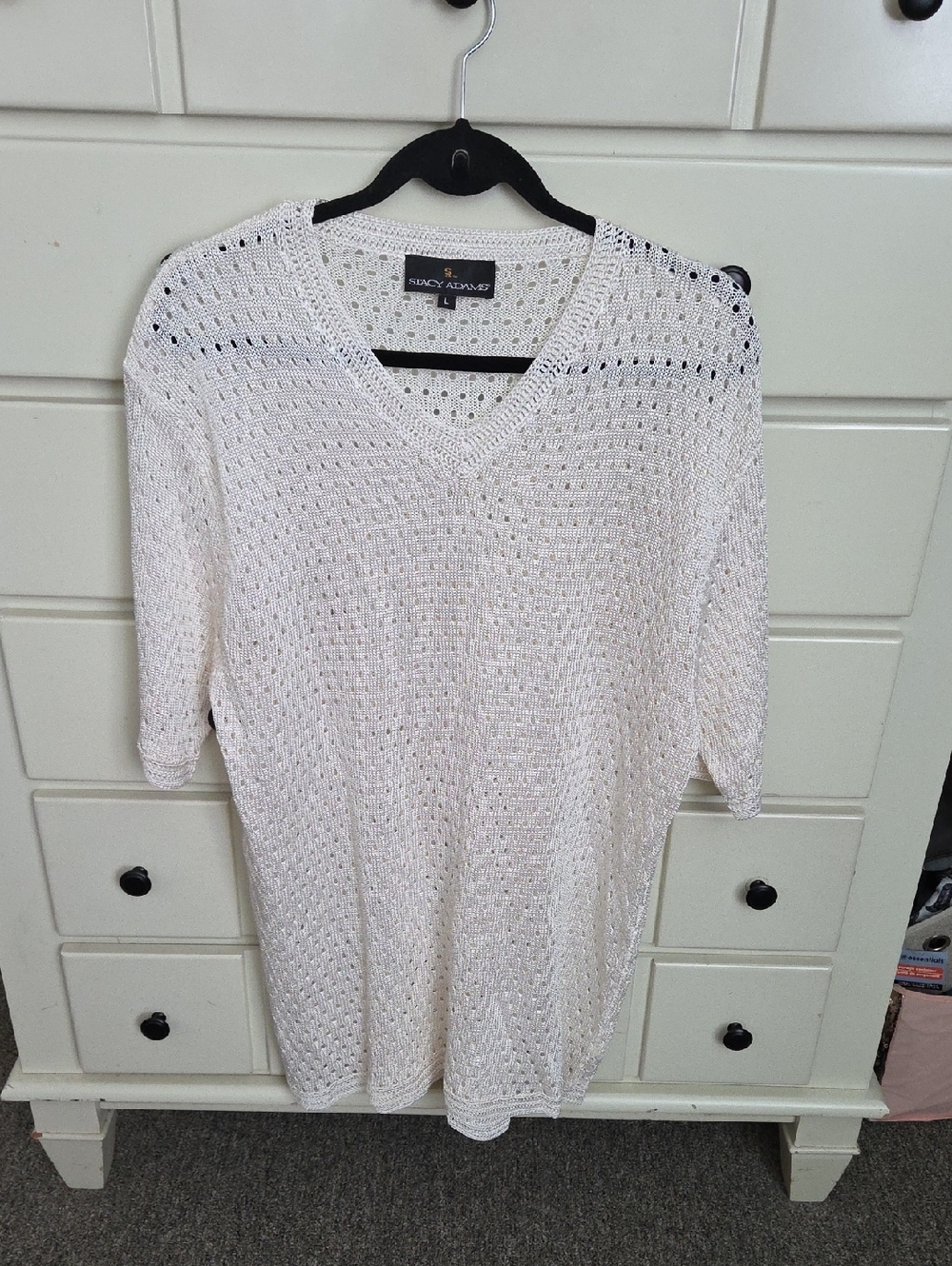 Stacy Adams Open Knit Crochet Top